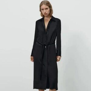 knee length dresses for ladies Zara Collared Long-sleeved Knit Dress